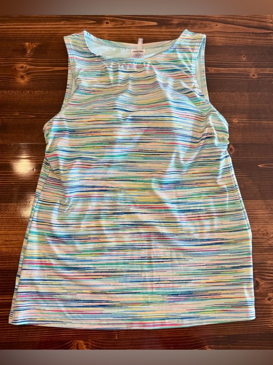Lands' End Other - Lands' End Striped Turquoise Multicolor Sleeveless Swim Tank Size 8